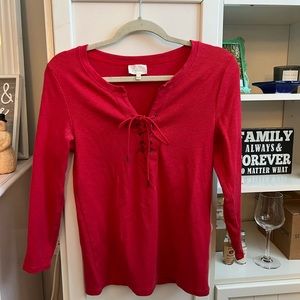Anthropologie Deletta Red Cross Tie Top